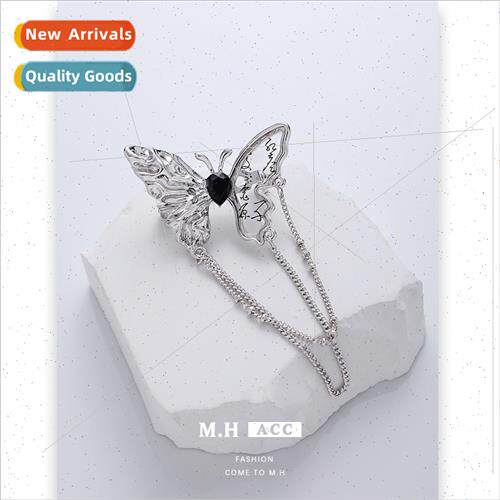 Word painting butterfly chain brooch female retro exquise pi