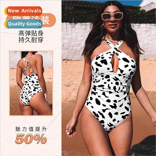 One-piece neck swimsu womens new Europe large size swimsu tr