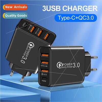New 3USB+PD Type-c Cell Phone Charger Multi-USB Port Travel