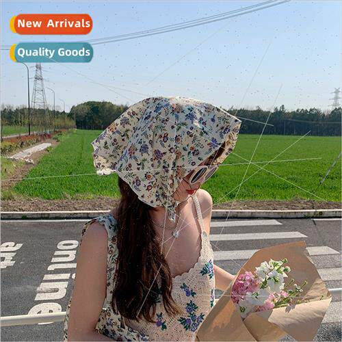 Summer new floral  small fresh cotton linen hfeeling head sc