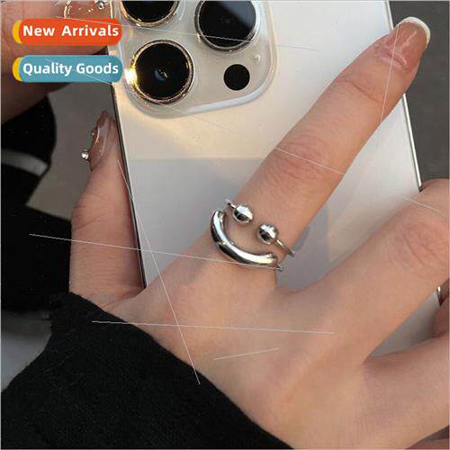 Smile metal ring women ins niche premium hundred index finge