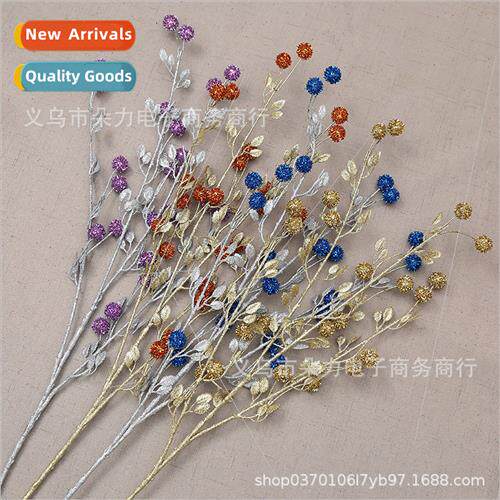 New 11 head colorful ball gold powder Christmas flower branc