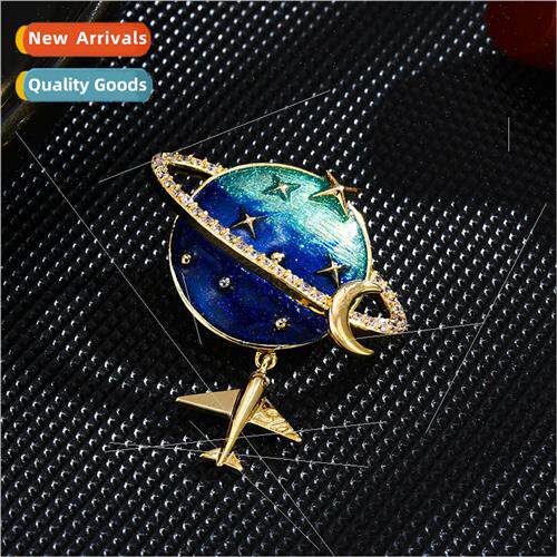 Fashion ins planet brooch copper plated small corsage coat c