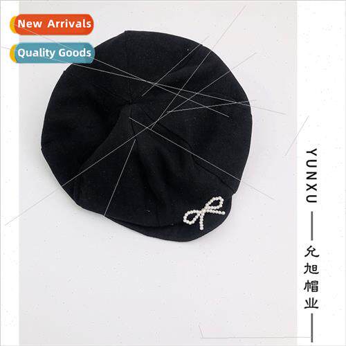 Japan black bow beret female spring summer big head circumfe