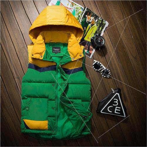 Autumn winter hooded splicing zipper couple sleeveless cotto