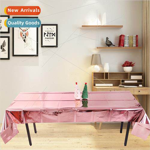 Rose Gold Aluminum Foil Tablecloth Birthday Party Decoration