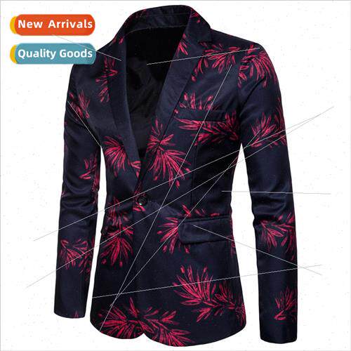 2017 fall winter new men su casual one button su flowers dig