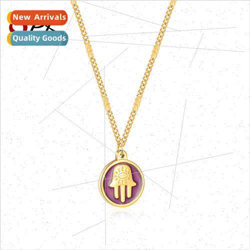 Europe ins tanium steel round sign palm pendant fashion hund