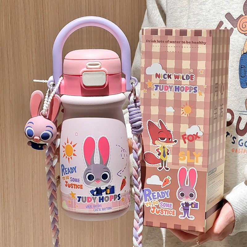 疯狂动物城朱迪儿童保温杯女孩高颜值水杯子学生上学专用生日礼物