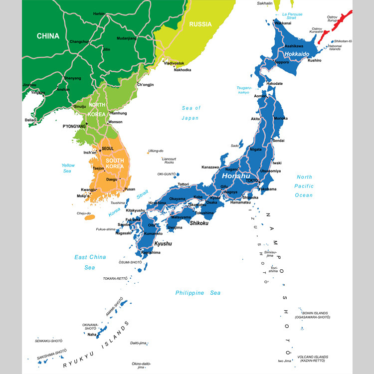 日本朝鲜半岛韩国地图电子版设计设计素材/源文件
