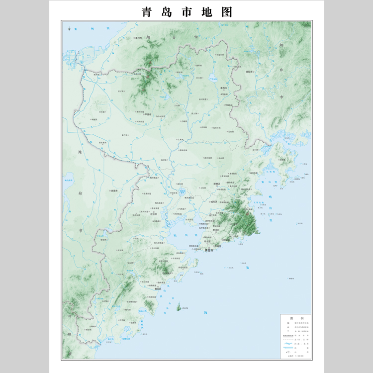 青岛市地势地形图地图电子版设计素材文件