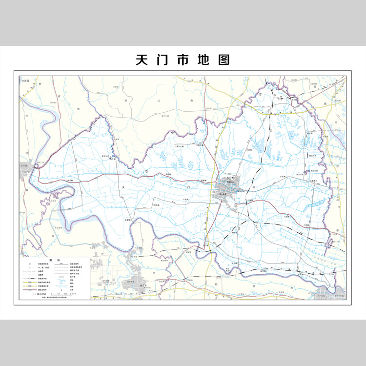 天门市地图电子版设计素材文件