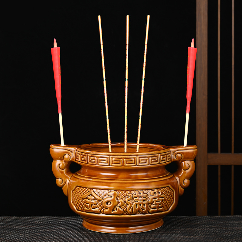 陶瓷小香炉家用室内供奉供佛插香宗祠祠堂特大号招财进宝香炉批发
