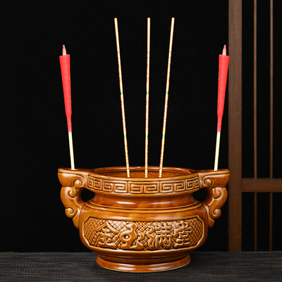 陶瓷小香炉家用室内供奉供佛插香宗祠祠堂特大号招财进宝香炉批发