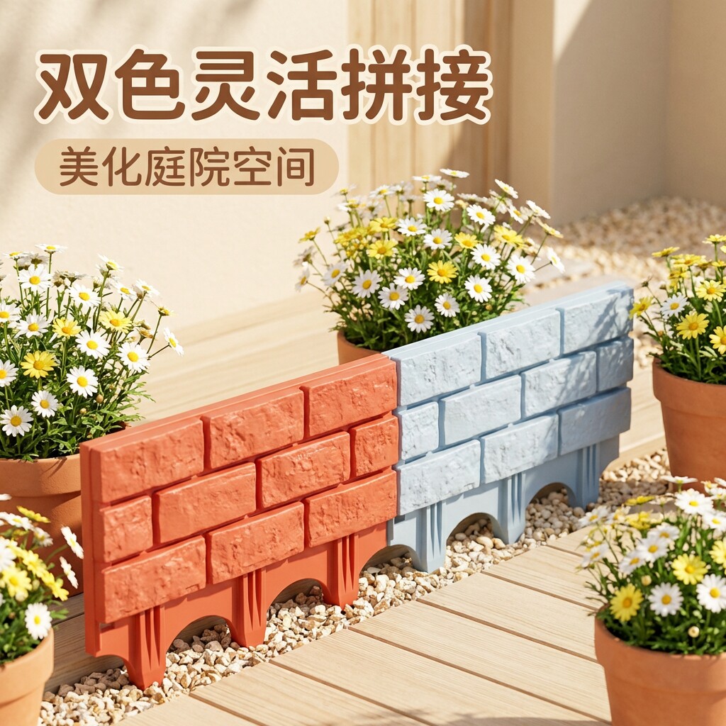 户外花园围栏栅栏庭院菜园塑料围边防砖款小篱笆栅栏庭院挡土隔断