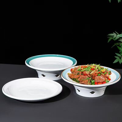 新款商用陶瓷蜡烛加热炉创意圆形干锅菜汤盘子意境菜明档摆盘餐具