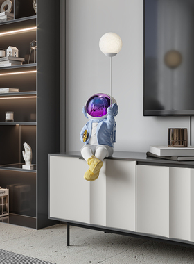 太空人摆件坐姿客厅装饰品宇航员电视柜玄关落地轻奢高档乔迁礼物
