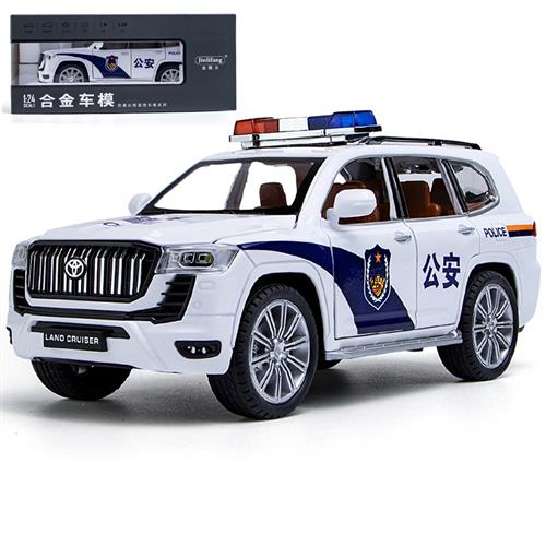 1:24 simulation Prado SUV police car alloy sound light back