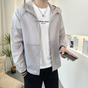 男士夏季轻薄凉感连帽防晒服2024新款防紫外线宽松速干防晒衣外套
