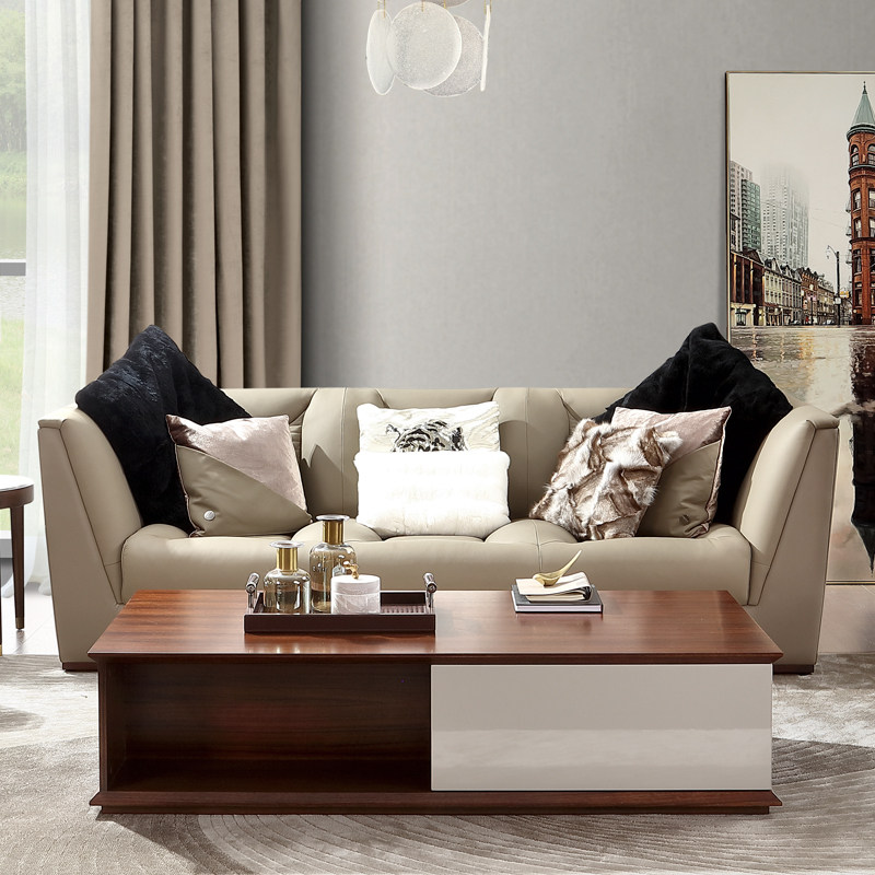 楷模 拿铁-范达茜沙发 头层牛皮质沙发客厅意式轻奢