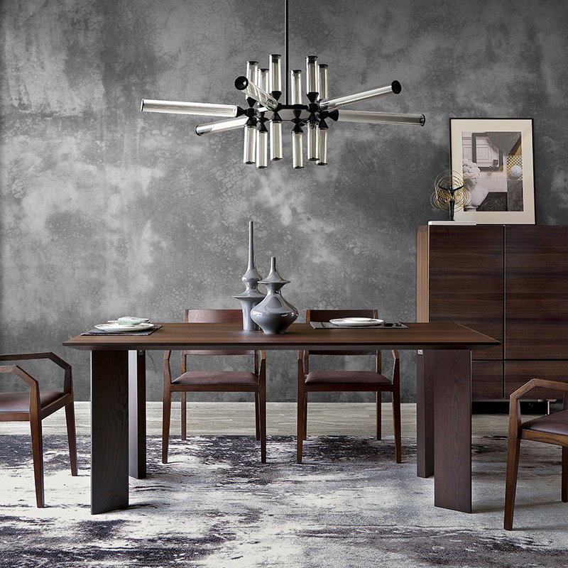 楷模 洛克餐桌现代简约长餐桌大户型餐桌餐停餐桌椅组合