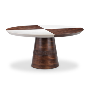 楷模-福利特价 拿铁 亚伦餐桌现代简约意式轻奢圆餐桌餐椅套餐