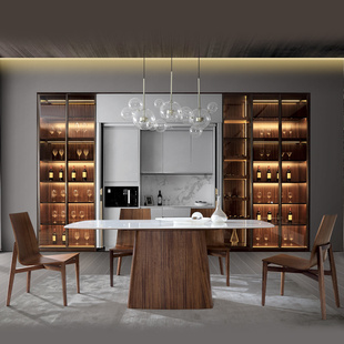 楷模 拿铁-帕里餐台现代简约意式轻奢方餐桌餐椅套餐