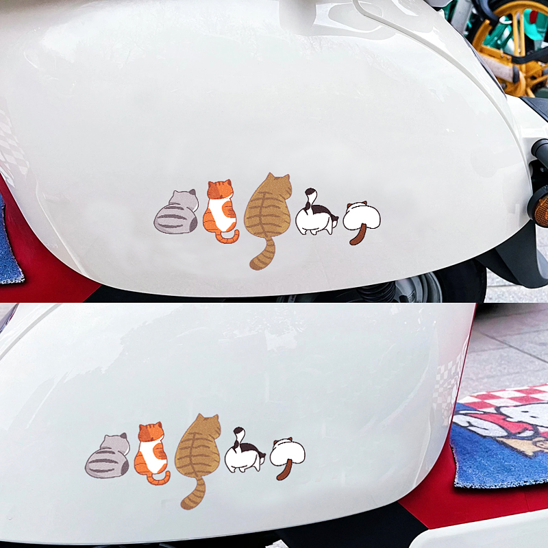 小猫背景可爱卡通反光车贴纸