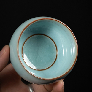 廷怀汝窑官方旗舰店高端主人杯茶杯陶瓷天青色茶杯开片可养纯手工