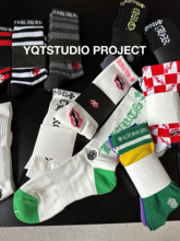 yqtstudio socks 潮流街头中筒纯棉毛巾底运动长袜高帮刺绣提花袜