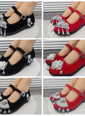 快乐阳光歌唱舞蹈鞋民族模特走秀女歌手鞋苗族跳舞鞋彝族壮族布鞋