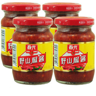 海南三亚特产春光野山椒150克X4瓶小米椒剁椒调味品蒜蓉辣椒酱