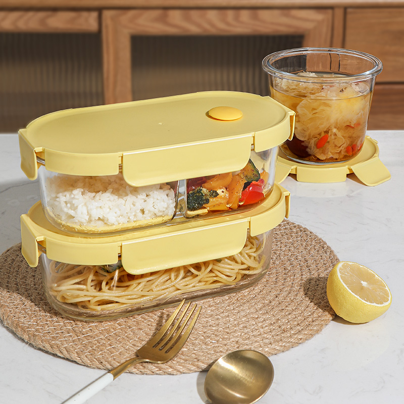 玻璃饭盒微波炉加热餐盒上班族专用耐高温碗高颜值分隔水果便当盒,餐饮具,保鲜盒,淘宝优惠券,粉丝福利购,淘宝优惠卷