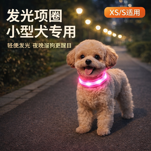 高档小型犬发光项圈高颜值夜行灯