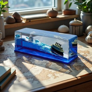 泰坦尼克号模型漂流瓶永不沉没小船摆件创意桌面装饰生日礼物