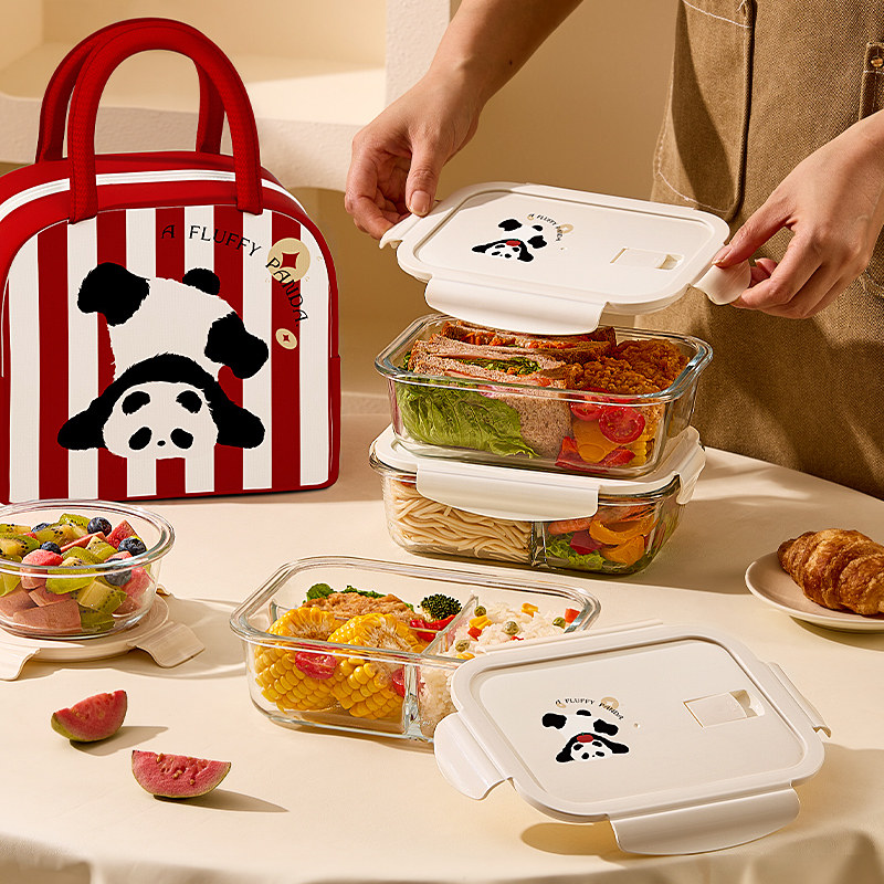 饭盒耐高温密封防漏玻璃保鲜盒微波炉专用加热便当盒带饭餐盒带盖,餐饮具,保鲜盒,淘宝优惠券,粉丝福利购,淘宝优惠卷