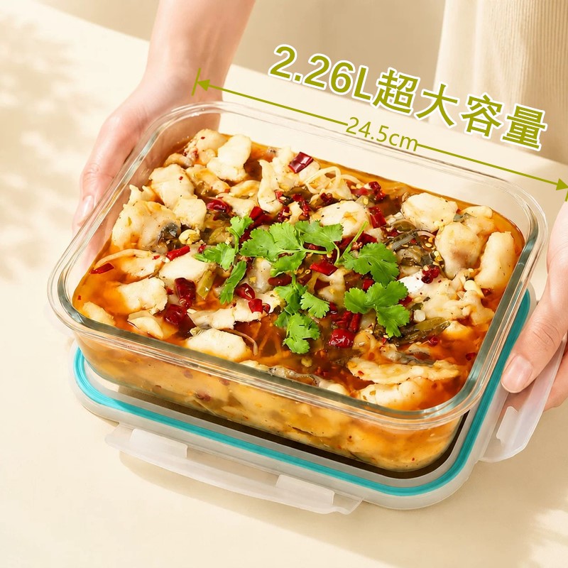 玻璃饭盒超大容量微波炉可加热图片