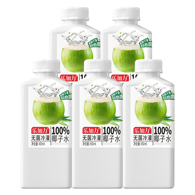 乐加力 椰子水 无菌冷灌椰子果汁450ml/瓶含电解质配料干净放心喝