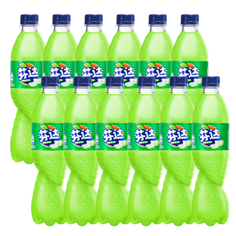 可口可乐 有糖芬达 苹果味 500ml*12瓶 碳酸饮料 果味汽水