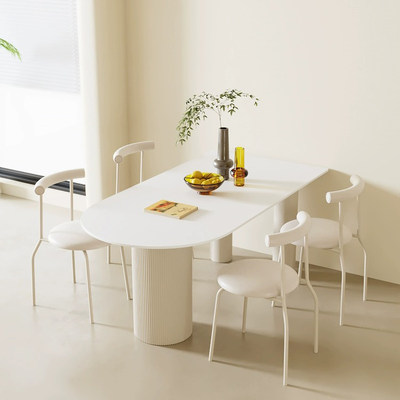 岩板餐桌家用小户型奶油风现代