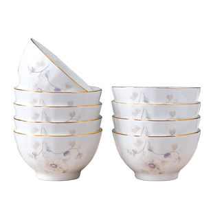 碗家用2025新款轻奢饭碗高颜值碗盘碗碟金边陶瓷餐具套装5寸吃饭