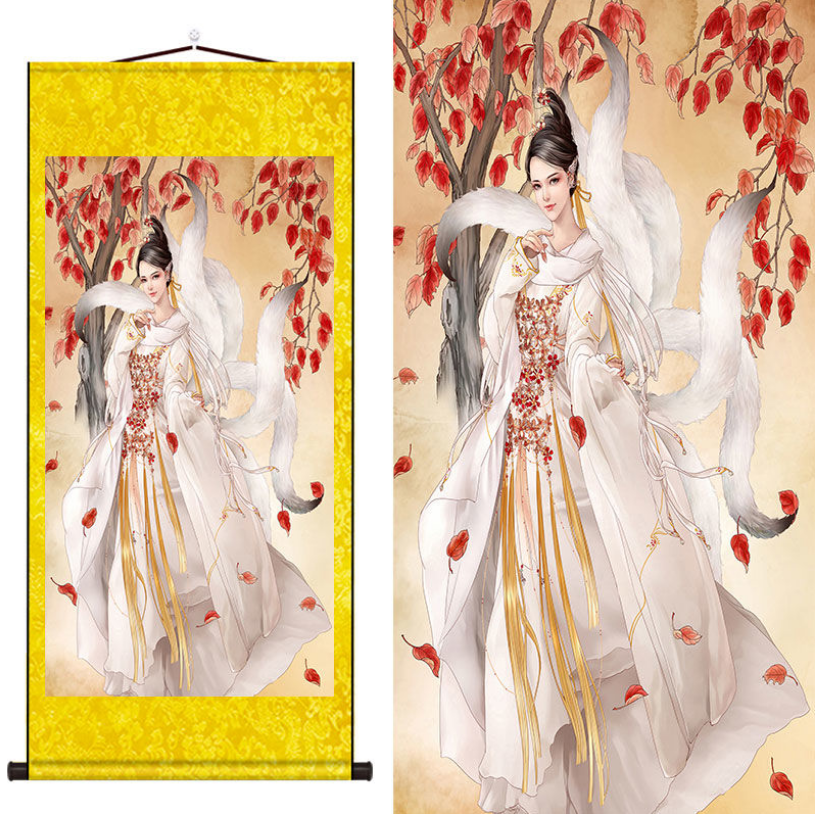 九尾室内神像挂件挂画