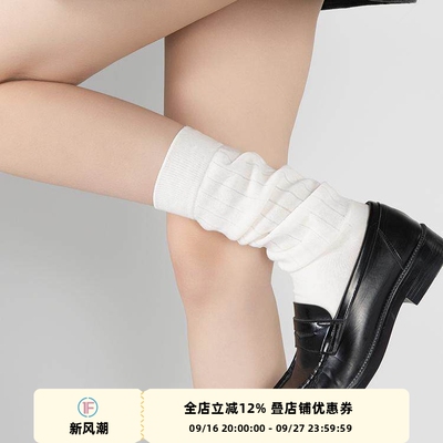 纯色泡泡袜棉质jk袜中筒袜