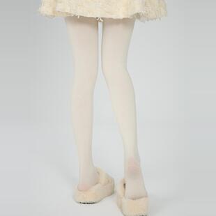 抵达一楼白色简约甜美百搭秋冬纯色细条纹打底裤显瘦小羊绒连裤袜