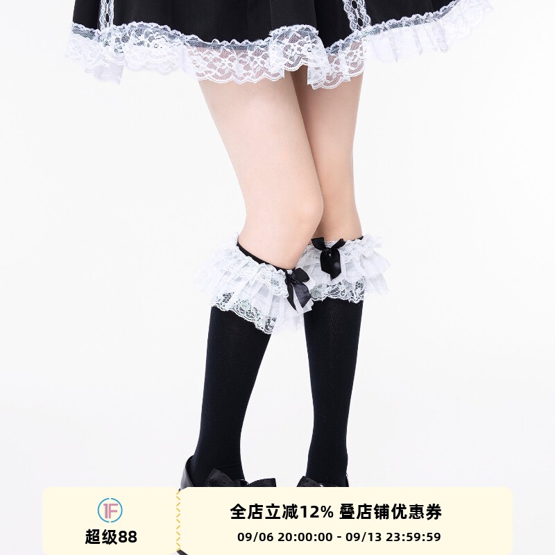 lolita小腿袜jk重工多层蕾丝袜图片