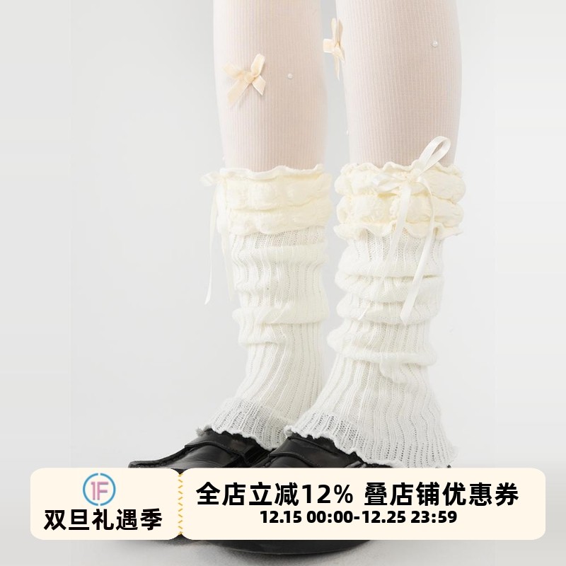 蝴蝶结腿套日系少女jk堆堆袜