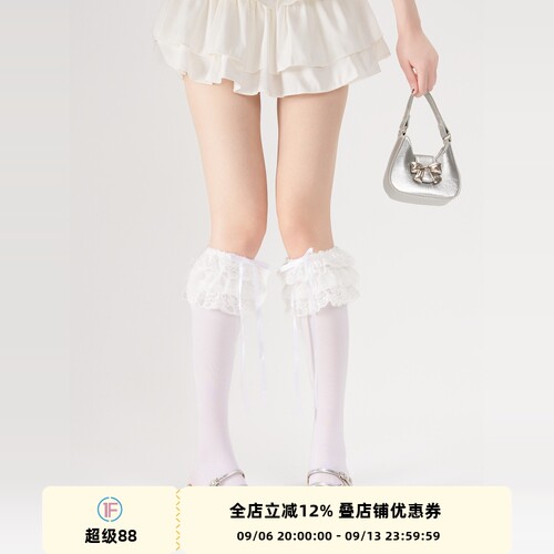 多层蕾丝花边Lolita蝴蝶结小腿袜