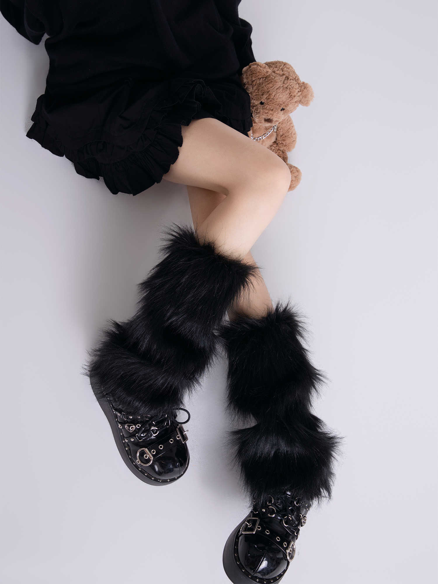 毛绒腿套亚文化秋冬加绒