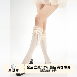 抵达一楼白色小腿袜薄款芭蕾风蕾丝花边doll感lolita系jk中筒袜