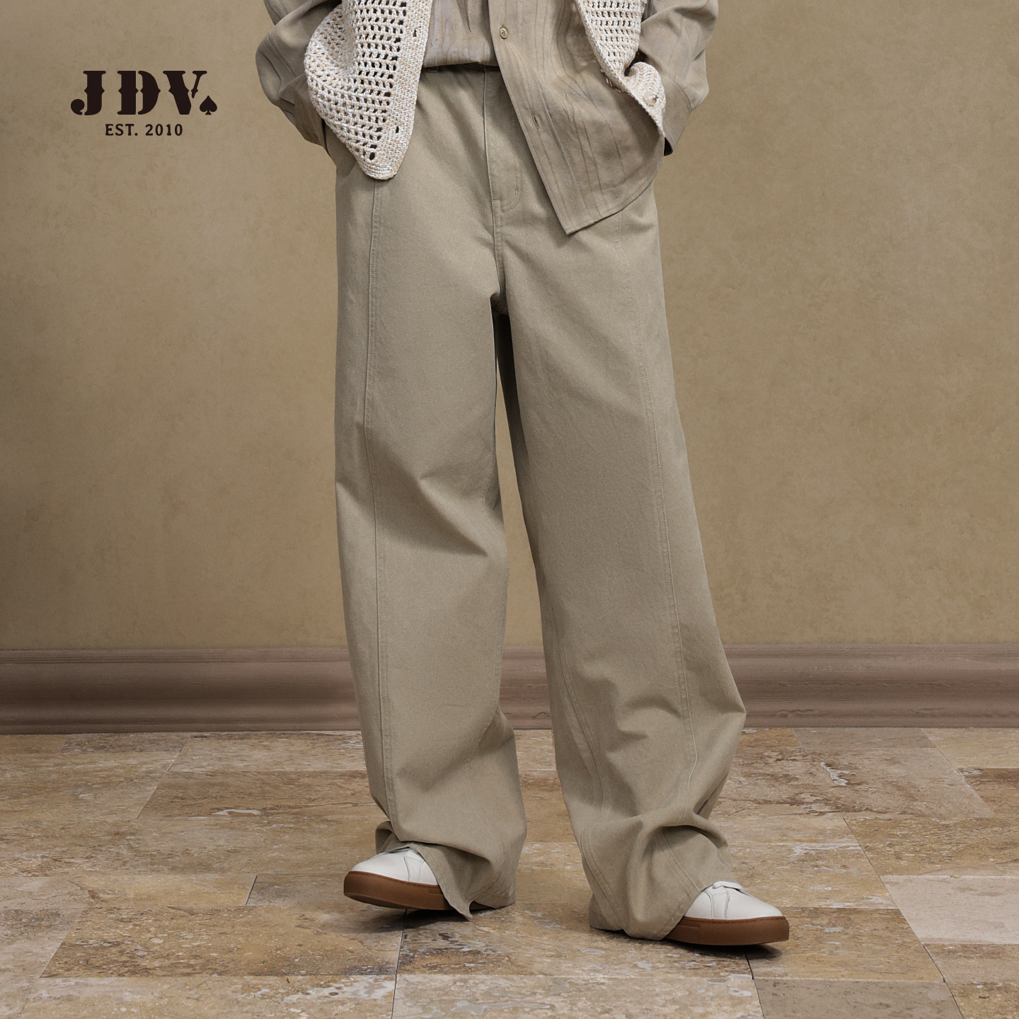 JDV男装夏季新品商场同款米色棉质宽松阔腿裤休闲长裤WPL4629